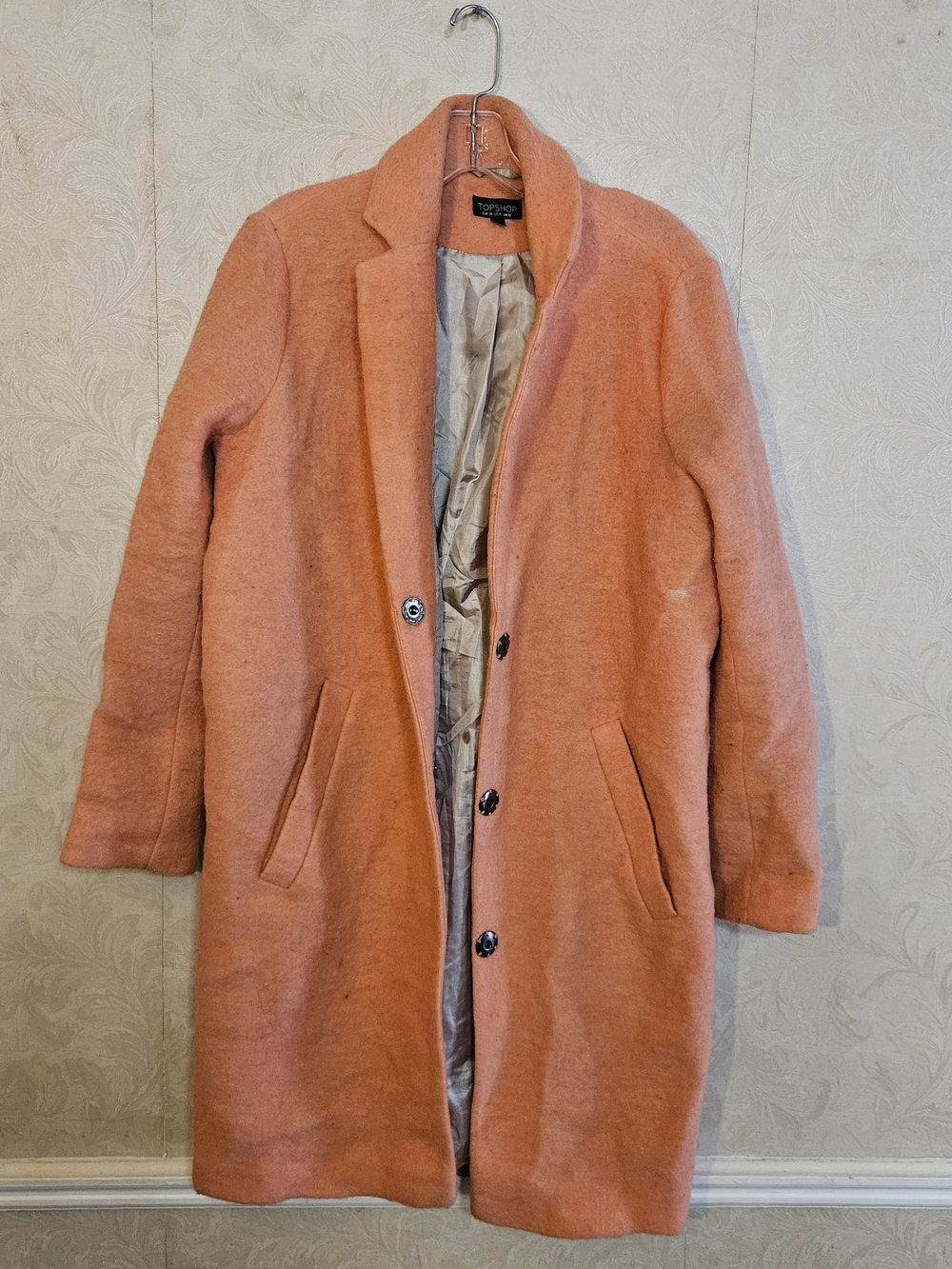 Topshop Peach Wool Pea Coat